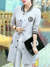 Band Collar Patch Pocket Single Breasted Long Jacket